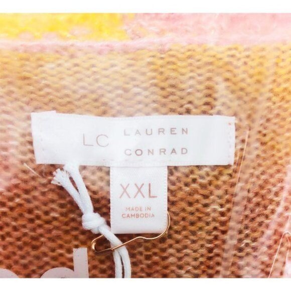 LC Lauren Conrad Womens Pink Ombre Belted Knit Cardigan Sweater Plus Sz XXL New - Picture 5 of 9